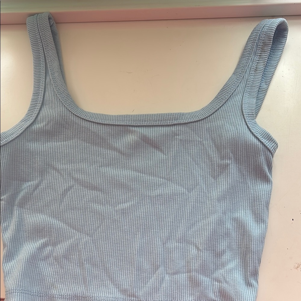Light Blue Ribbed Tank Top